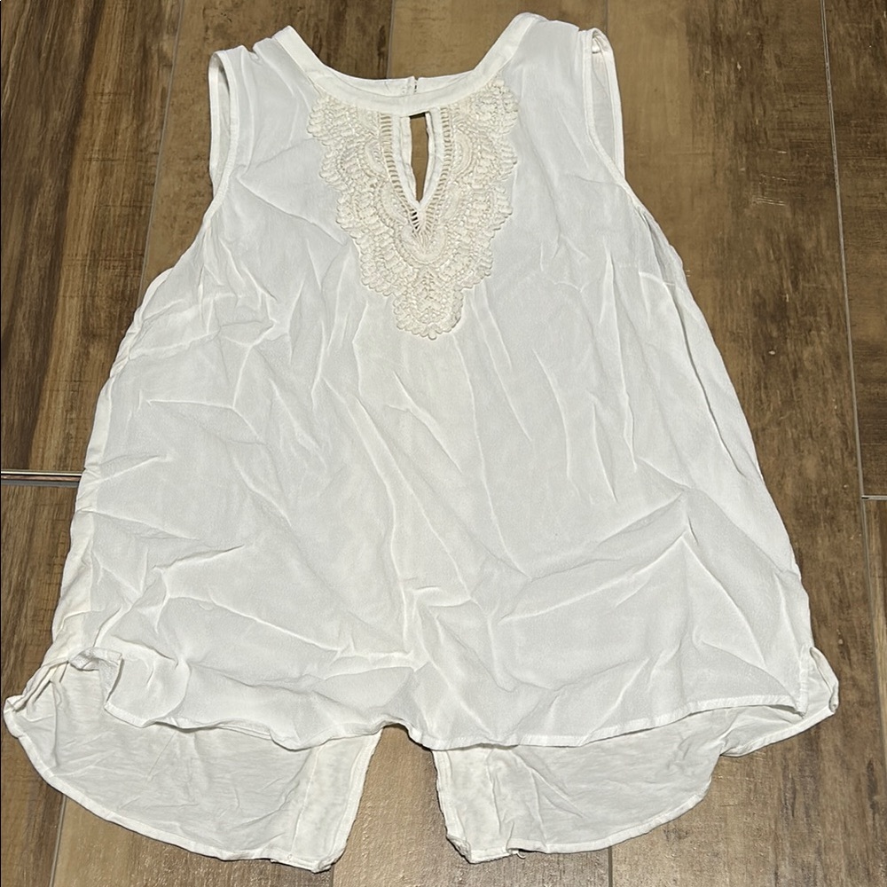 White Sleeveless Embellished Blouse